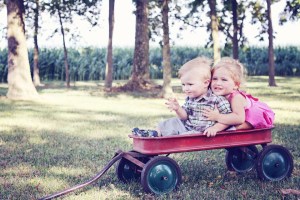 Boy and Girl on Wagon - Pixabay
